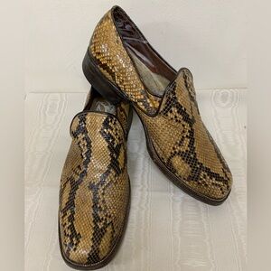 Vintage Men’s Python Snakeskin Leather Slip On Loafers